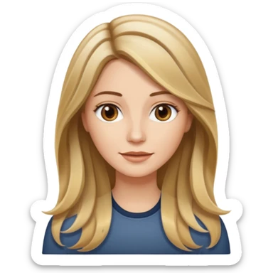 Mulher branca, cabelos longos liso com as pontas ondulado castanho com loiro com luzes  sticker