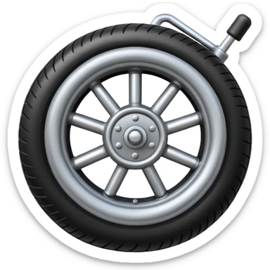 he aircraft's landing gear is one inflated, plump wheel with a strut, black in color sticker