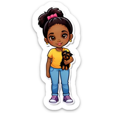 Black girl with yorkie sticker