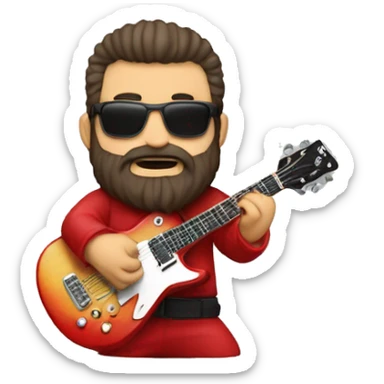 Un mutante barba roja tocando una guitarra eléctrica vestido rockero sticker