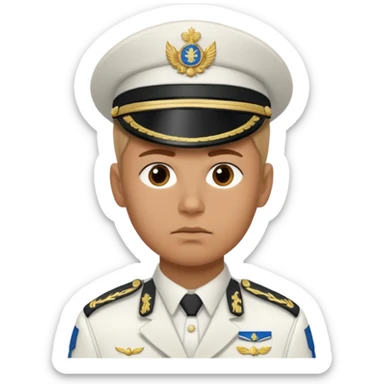 a serious realistic Finnish soldier in a white military uniform sticker
