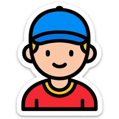 boy wearing a hat, color outline icon style sticker