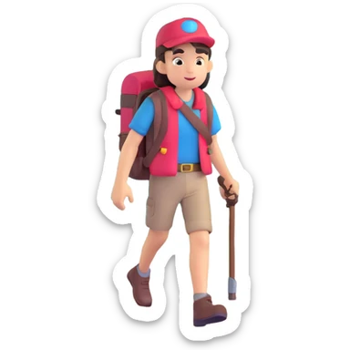 adventurer walking through a magical forest sticker