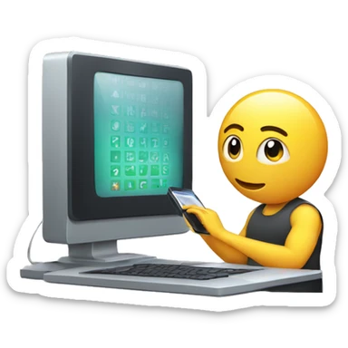 person using a phone to scan a code in the computer sticker