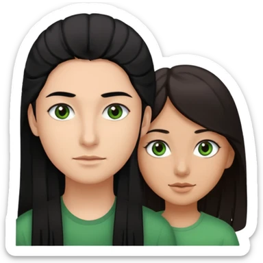  chico pelo negro con ojos grises junto a una chica con pelo castaño largo y ojos verdes sticker