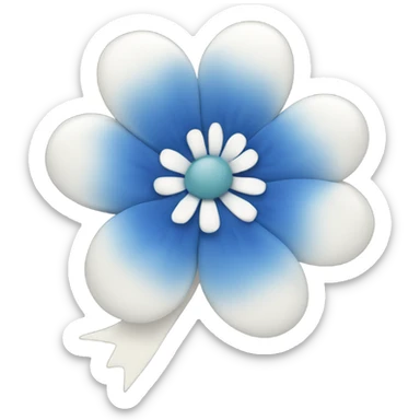 Blue flower bow sticker