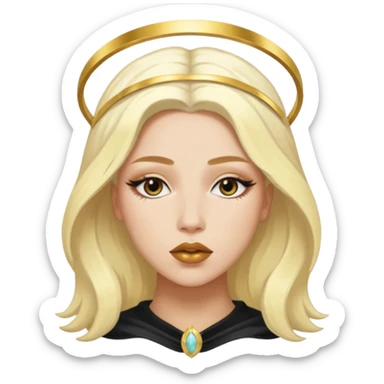 Rosalia (the singer) virgin. (Use lux album cover as reference). Hais bleached halo in hair and gold lips sticker