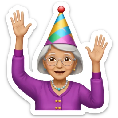 Old lady hands up raise the roof dancing  sticker