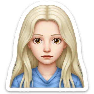 prisoner long haired woman mug shot with bg sticker