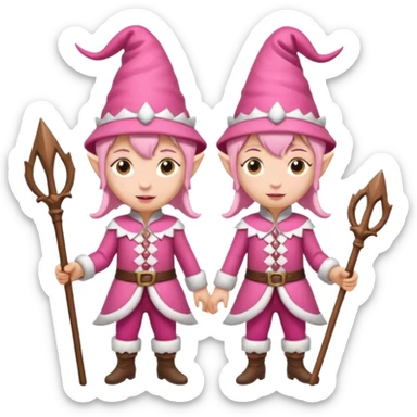pink elves with staff sticker