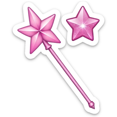 Fairy wand  pink with glitter  sticker