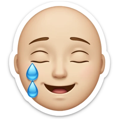 Pleading Face emoji, smiling with closed eyes and two large blue tears—iOS style. sticker