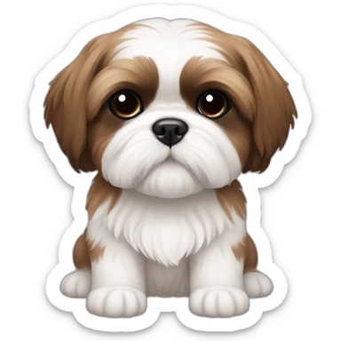 Shih tzu brown and white puppy sticker