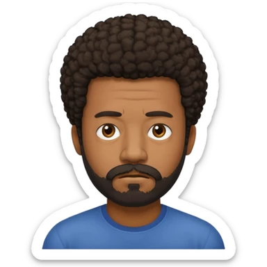 black man with beard, mustache, and short afro sad sticker