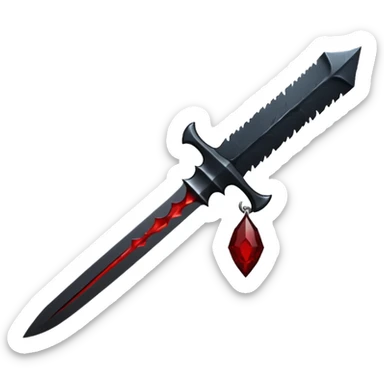 iOS emoji, dark fantasy dagger, obsidian blade, runes, blood drop, clean render, minimalism sticker