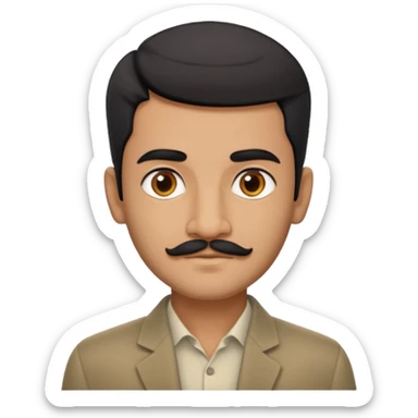 a guy thats from sri Lanka and has a little bit of a moustache and a rectangle head sticker
