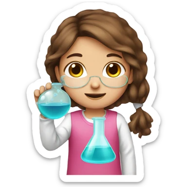 brown-hair girl doing pink chemistry  sticker