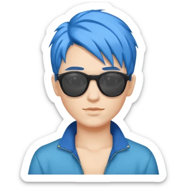 Musica voy with blue hair AND sunglasses sticker