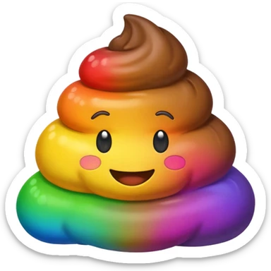 pile of poo emoji with a rainbow gradient, playful and colorful sticker
