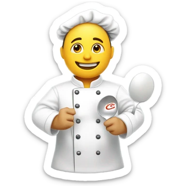 A chef flipping eggs with CWC logo sticker