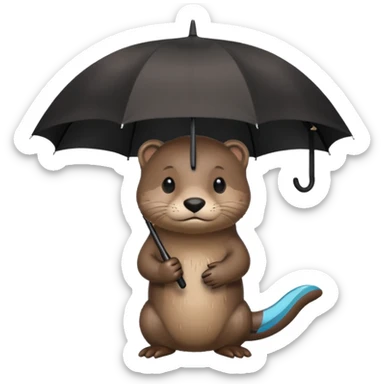 Loutre qui porte un parapluie dans sa main gauche  sticker