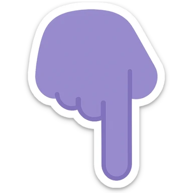A dull purple Backhand Index Pointing Down sticker