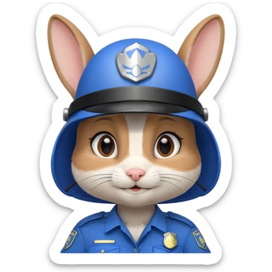judy hopps, Rabbit police, blue uniform including helmet of uniform sticker