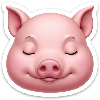 Meme-Worthy Cute Sleeping Pig Portrait Emoji, Head resting peacefully with a contented smile, showcasing a delightfully stout build and a luxuriously soft rosy-pink hide, eyes shut in a serene, restful nap, Simplified yet hilariously adorable features, highly detailed, glowing with a soft, drowsy light, high shine, relaxed and utterly lovable, stylized with an air of playful laziness, bright and heartwarming, soft glowing outline, capturing the essence of a comically sleepy pig, so meme-worthy it feels like it could instantly become the next viral sensation of adorable slumber! sticker