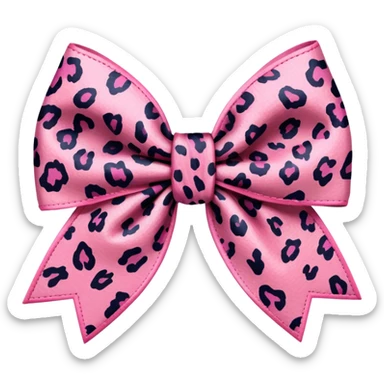  Pink leopard print bow  sticker