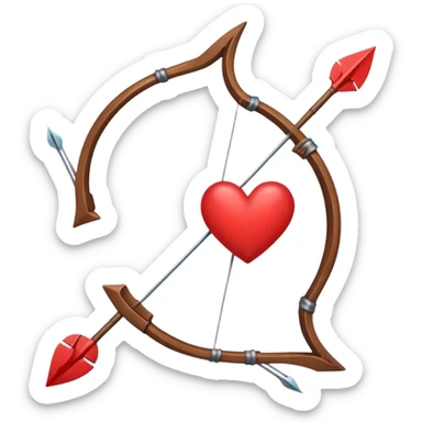 red bow and arrow with heart sticker