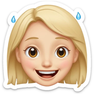 Emoji, laughing face with tears of joy, wide smile, big eyes sticker