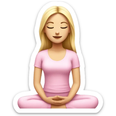 White girl  meditating with flowers wearing pink  sticker