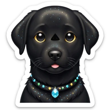 Black lab with black sparkly fur sticker