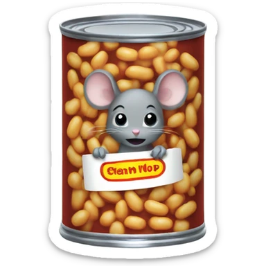 mouse in a can of baked beans sticker
