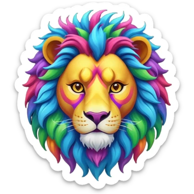 mythical colorful horned lion sticker