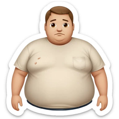 Hombre obeso mórbido con la barriga saliendo de la camisa sticker