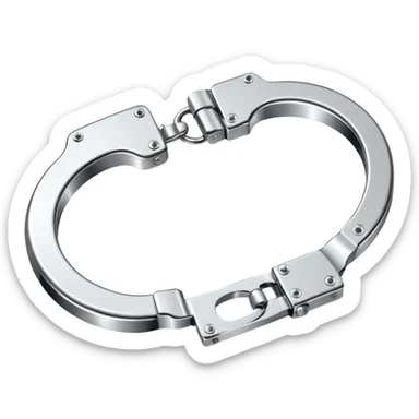 A pair of elegant handcuffs emoji made of silver chrome, smooth rounded design, glossy metallic reflections, luxury fetish aesthetic, minimal iOS emoji style, centered, clean white background sticker