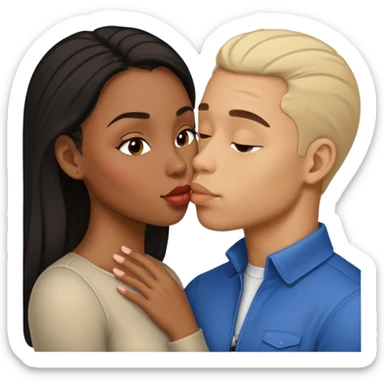 A black woman with a light skin man kissing  sticker