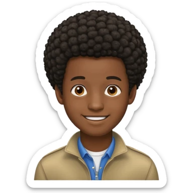Black darkskin seventeen man  with little afro haircut sticker