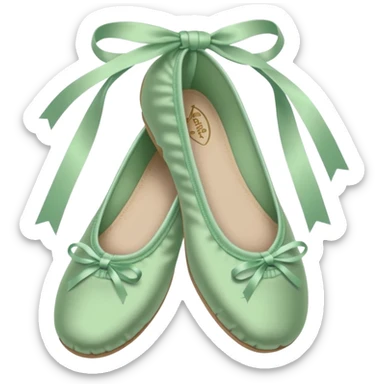 Pale green satin ballet shoes sticker