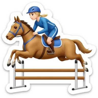 a person riding a dog like a horse over a hurdle sticker