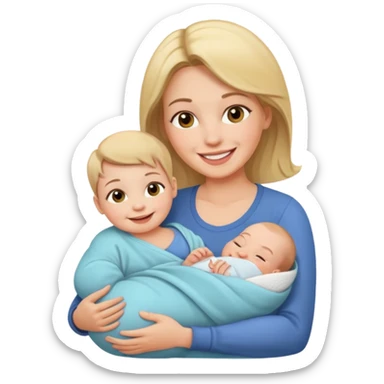 mother with one newborn baby sticker