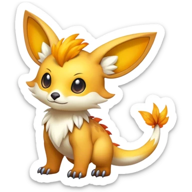 Cute cool colorful fantasy animal hybrid Fakemon full body sticker