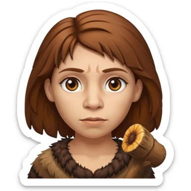 a NEANDERTHAL WOMAN WITH BROWN HAIR sticker