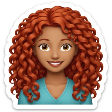 Morena, do cabelo grande cacheado, vermelho sticker