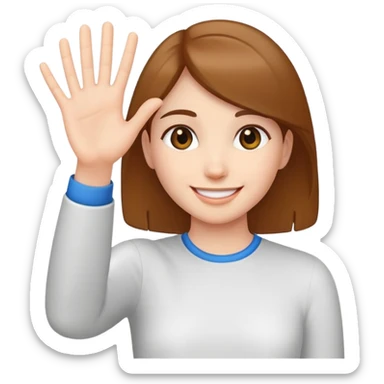 smiling girl palm raised to signal stop sticker