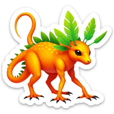 Tropical futuristic lush warm-colored neon Fionbri-Vernid-creature (full body) sticker
