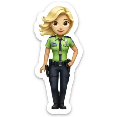 Blonde female in rainbow police outfit sticker