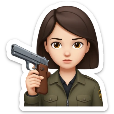 A pretty badass brunette girl who is about to kill herself witha gun sticker
