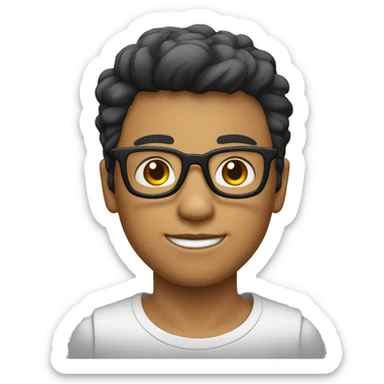 Un garçon à lunettes peau blanche cheveux noirs qui rigole sticker